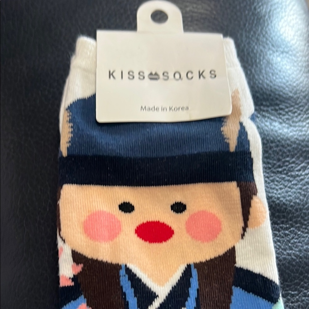 NWT SOCKS Blue and White Character Socks made in Korea.